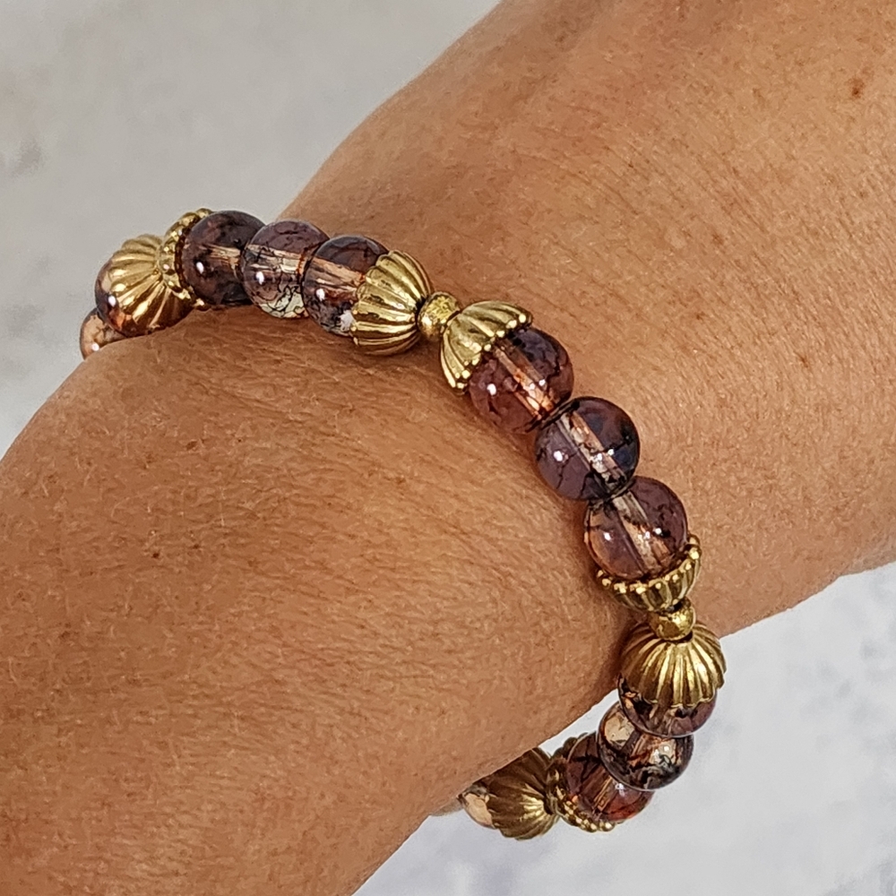 ❤️  Trendy Golden Lightweight Bracelet Boho Jewelry For Styling Fire Glass